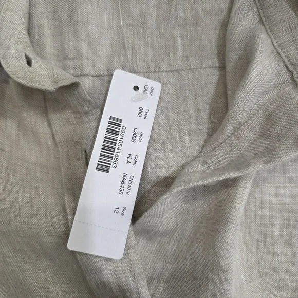 J.Crew Slim Fit Perfect Shirt Baird McNutt Irish Linen Oatmeal Tan Size 12 - Picture 4 of 7